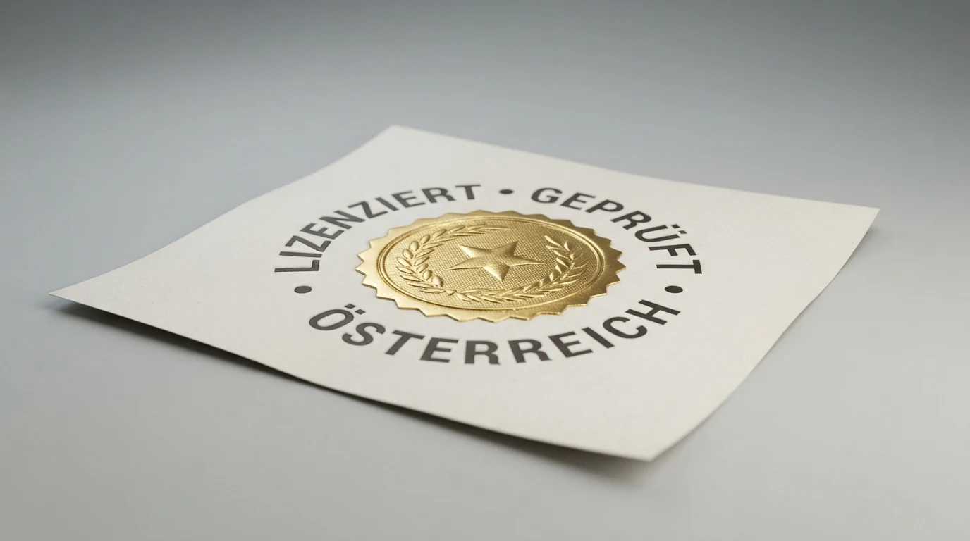 Offizielles Dokument mit Siegel der Republik Österreich und der Aufschrift Glücksspielkonzession