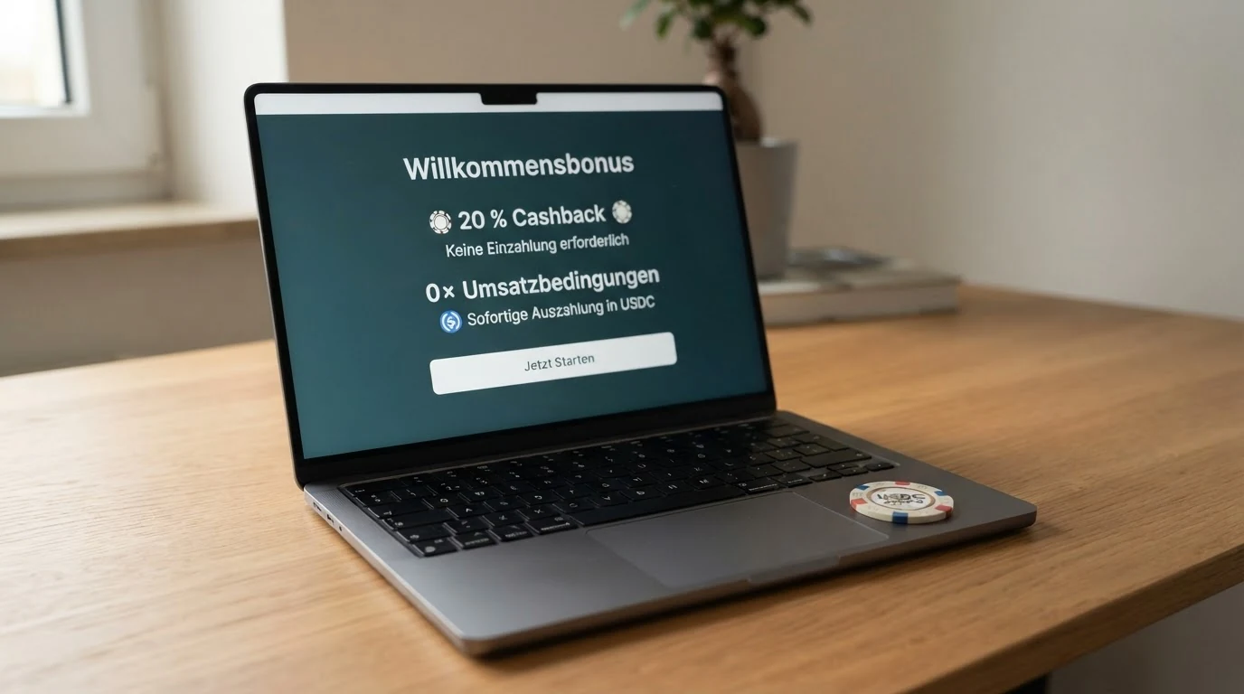 Vergleichsgrafik mit Bonusangeboten mehrerer USDC-Casinos, geordnet nach Umsatzbedingungen und Bonus-Höhe