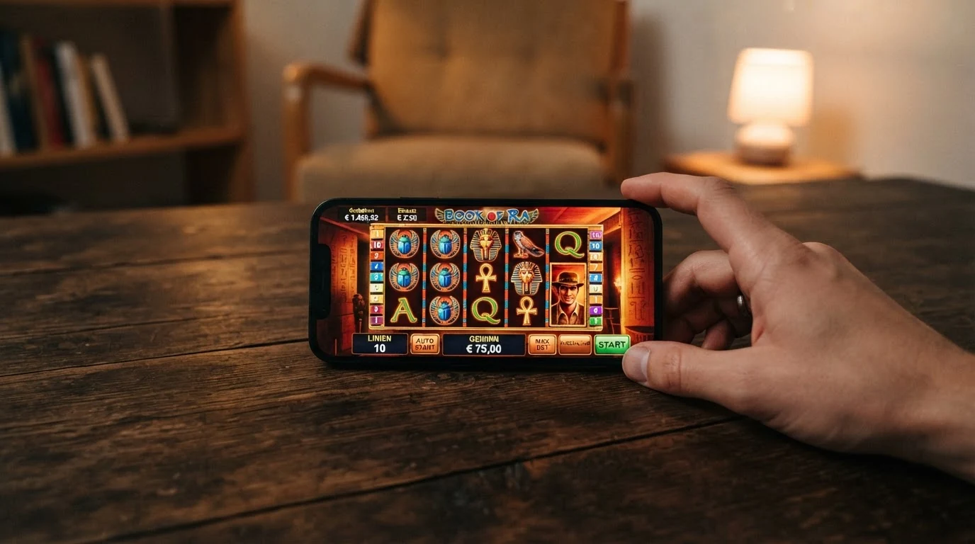 Der Spielautomat Book of Ra Deluxe von Novomatic mit 5 Walzen, 3 Reihen und 10 Gewinnlinien