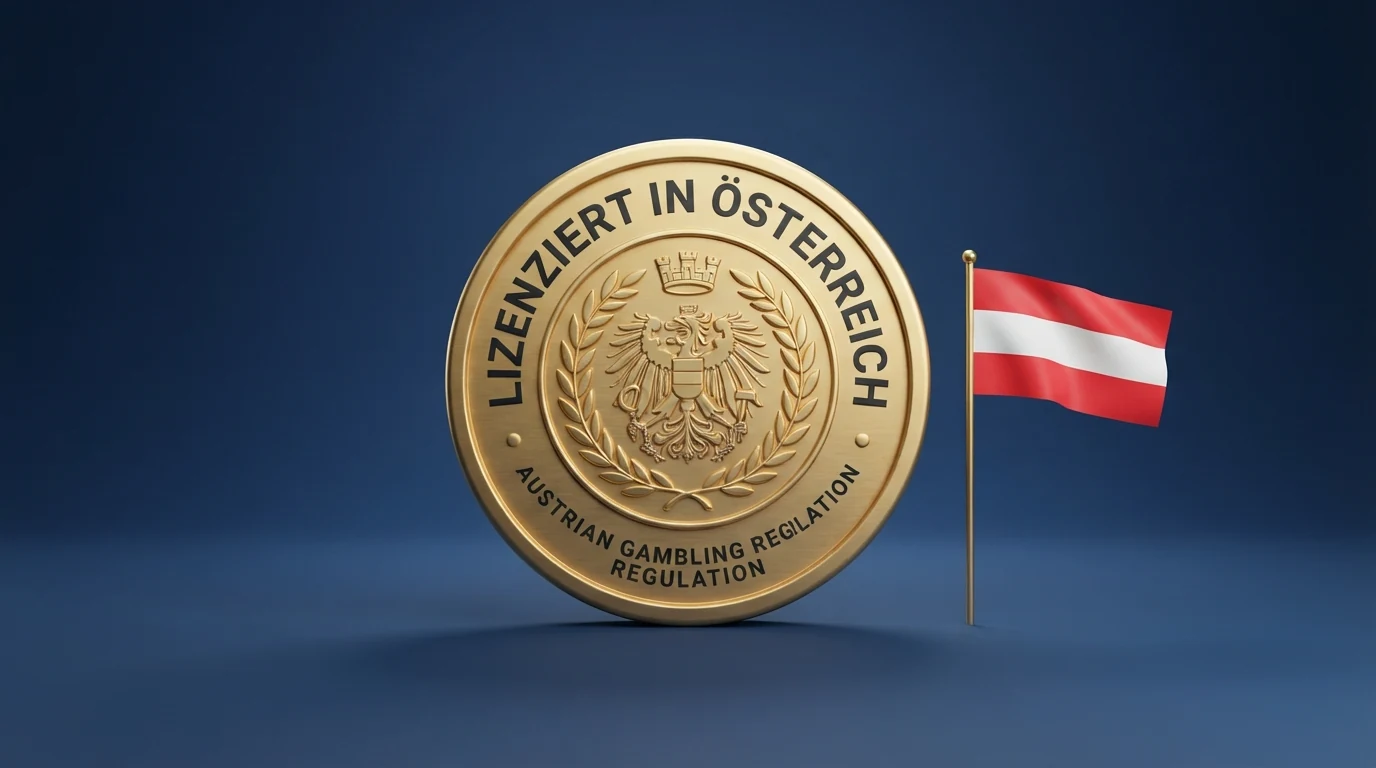 Die österreichische Flagge vor der Fassade des Bundesministeriums für Finanzen in Wien, daneben das Logo der Österreichischen Lotterien