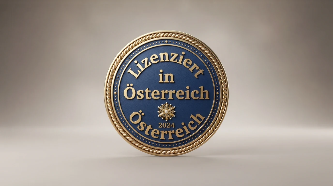 Offizielles Logo der Österreichischen Lotterien oder win2day-Siegel mit Hinweis auf die GSpG-Konzession