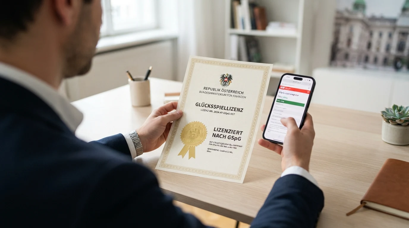 Offizielles Dokument mit dem Schriftzug „Glücksspielgesetz“ und dem österreichischen Bundesadler