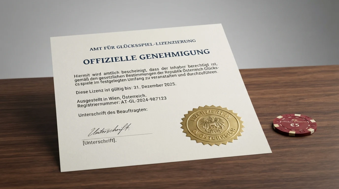 Offizielles Dokument oder Siegel zur österreichischen Glücksspielkonzession des Bundesministeriums für Finanzen