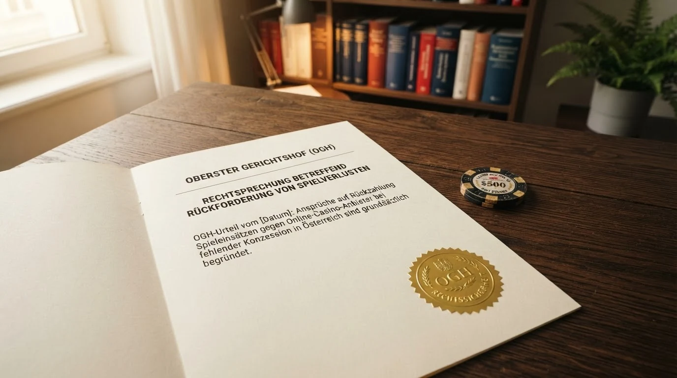 Eine schematische Darstellung des Rückforderungswegs nach OGH-Rechtsprechung — vom Spielverlust über die Nichtigkeit des Vertrags bis zur Klage