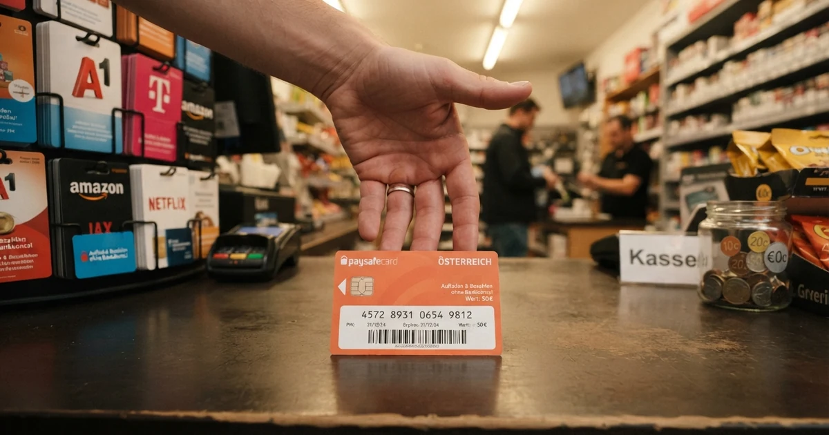 Ein Aplauz-Prepaid-Gutschein mit 16-stelligem Code, wie er in österreichischen Geschäften verkauft wird