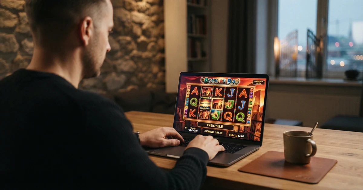 Ein Spieler an einem Laptop, im Hintergrund eine stilisierte Darstellung eines Schlosses oder einer Schranke die sich öffnet — das Symbol für „keine Begrenzung“