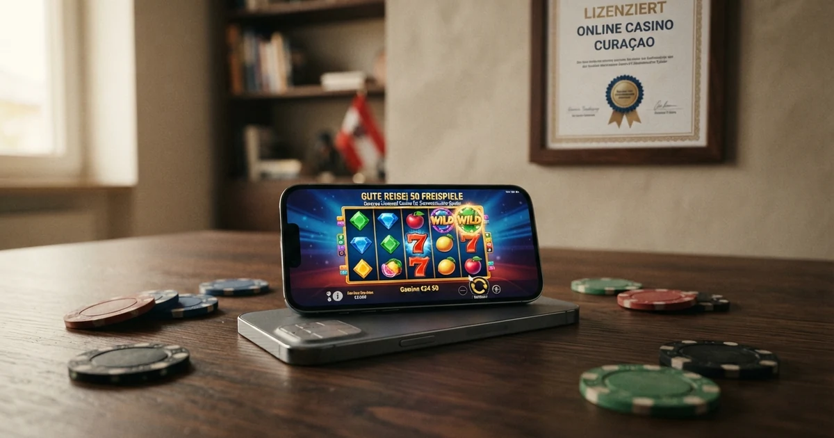 Das Logo der Curaçao Gaming Authority auf einer Glücksspiel-Webseite mit Lizenzhinweis